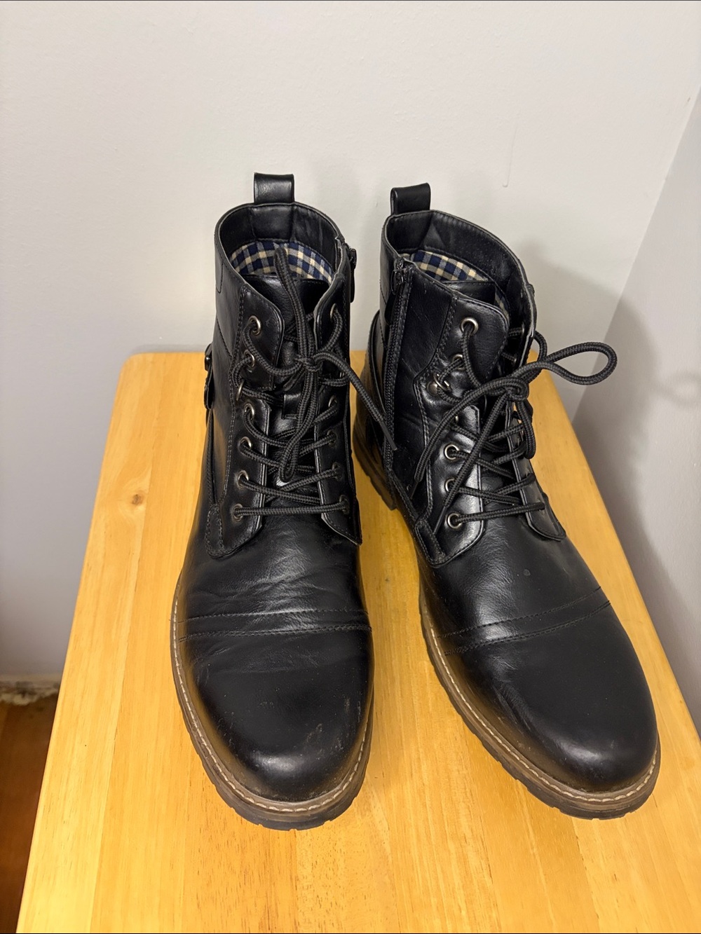 Bruno Marc Men's Cap-Toe Motorcycle Combat Boots size 13